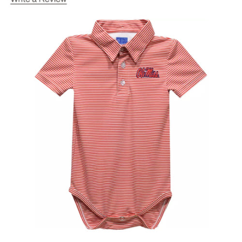 Vive La Fete Youth Ole Miss Rebels Red Infant Ted Stripe Polo Onesie | Dick's Sporting Goods