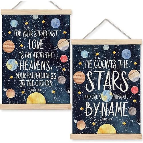 URLLUAE Solar System Poster Hanger Frame, Space Nursery Wall Art Decor,Solar System for Kids,Outer Space Room Decor for Boys Room,16x24 Inches Set of 2