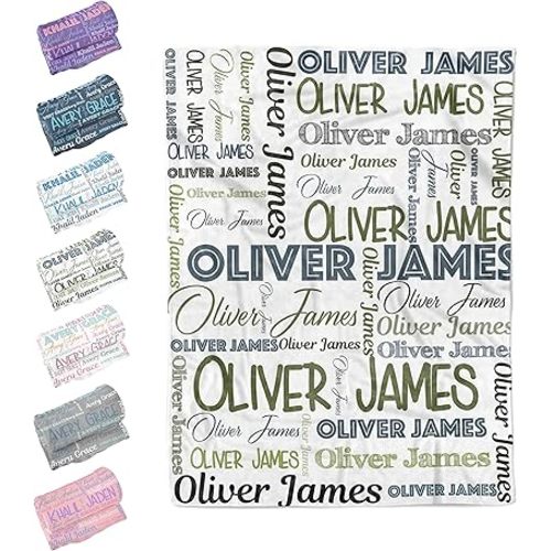 Custom Baby Blanket with Name - Personalized Blankets for Kids (Green)