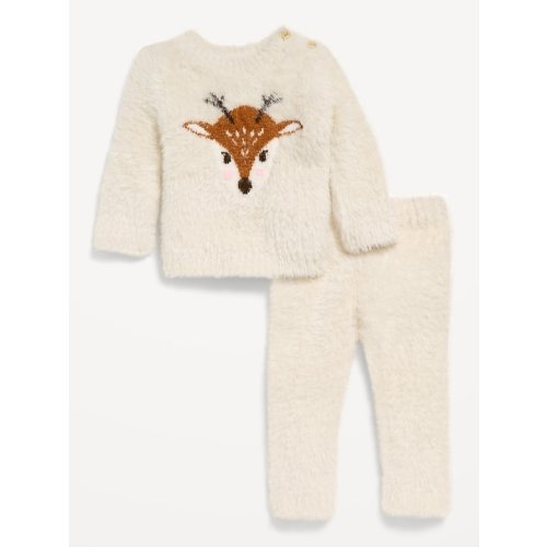 Cozy Crew-Neck Graphic Sweater and Pants Set for Baby