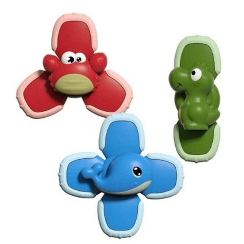Cartoon Suction Cup Spinner Toys for Toddlers, 3 PC Sensory Fidget Spinners, Bath Toys for Babies & Kids, Interactive, Engaging Baby Fidget Toys