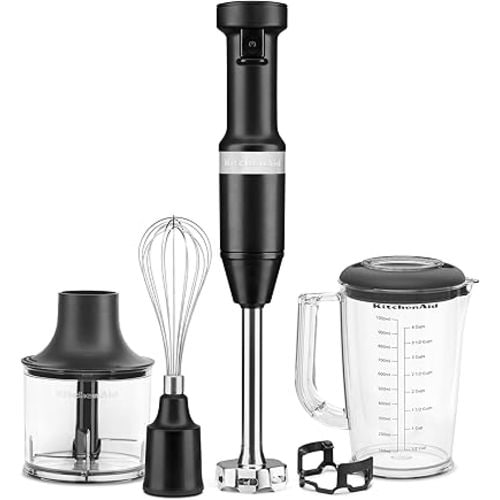 KitchenAid Variable Speed Corded Hand Blender with Accessories, Black Matte, KHBV83BM