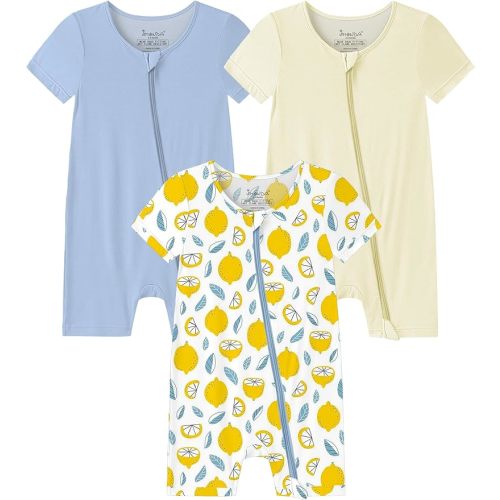 Jimonda Baby Boy Romper 3 Pack Baby Girl Short Sleeve Pajamas 2 Way Zipper Summer Newborn Clothes Unisex Summer Outfits