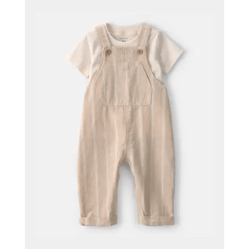 Baby 2-Piece Stripe Overall Set - Khaki | Carter's