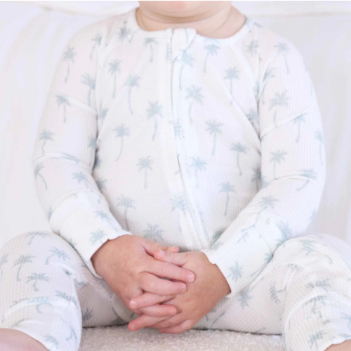 Preppy Palms Bamboo Waffle Convertible Zip Romper