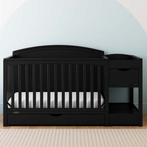 Graco Bellwood 5-in-1 Convertible Baby Crib and Changer with Drawer, Black