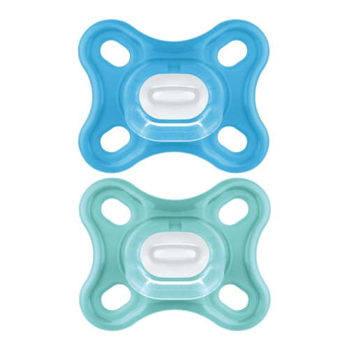 MAM Comfort Newborn Pacifiers, 0-3 Months, 2 Pack, Boy Silicone Pacifier with Sterilizer Box