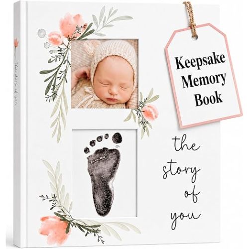 Baby Book Keepsake - Simple Baby Milestone Book for Boy or Girl - Baby Journal & Pregnancy Memory Book - Monthly Milestone Record Baby Books for Baby Shower - Modern Gender Neutral Style Gift for Moms