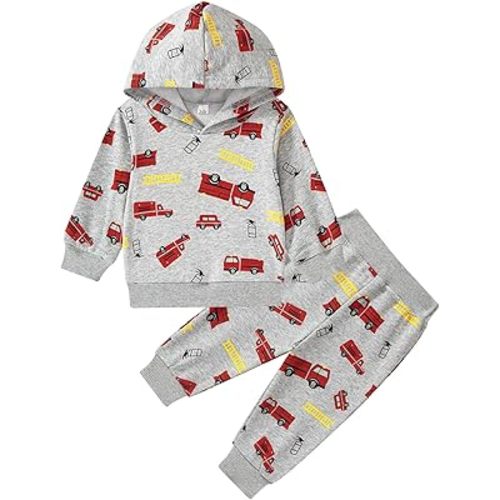 Baby Boy Fall Winter Clothes - Toddler Long Sleeve Hoodie Sweatshirt Tops Sweatsuit Pants 2pcs Outfit Set