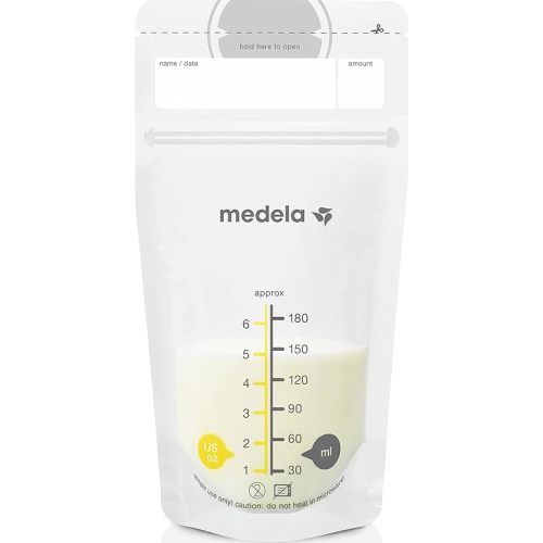 Medela Breast Milk Storage Bags, 100 Count, Ready to Use Breastmilk Bags for Breastfeeding, Self Standing Bag, Space Saving Flat Profile, Hygienically Pre-Sealed, White, 6 Ounce