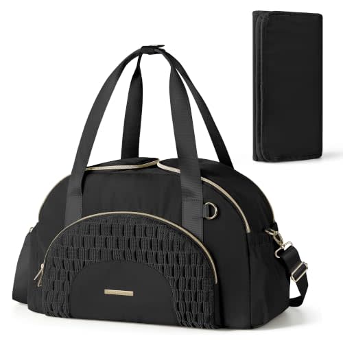Marscamd Diaper Bag Tote with Changing Pad, Dual Inner Compartments | Large Crossbody Diaper Bags for Travel with Insulted Bottle Pockets, Luggage sleeve, Mommy Bag for Hospital