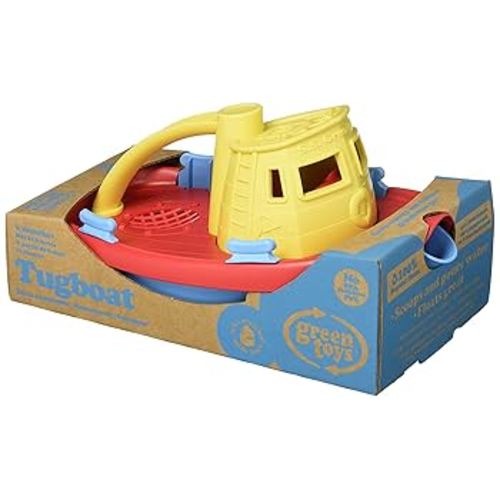 Amazon.com: Green Toys Tugboat, Assorted CB - Pretend Play, Motor Skills, Kids Bath Toy Floating Pouring Vehicle. No BPA, phthalates, PVC. Dishwasher Safe, Recycled Plastic, Made in USA. : Toys & Games