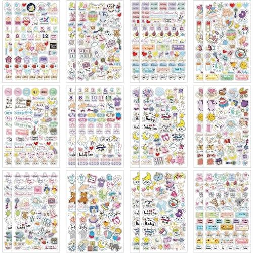 Kisston 24 Sheets Baby Stickers First Year Monthly Tracker for Scrapbook