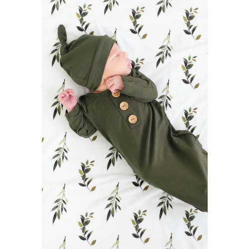 Bamboo Baby Knot Gown & Hat | Solid Olive