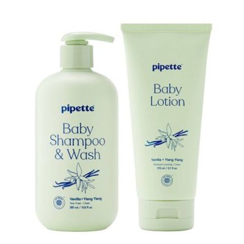 Pipette Baby Lotion Vanilla + Ylang Ylang 5.7 fl oz + Baby Shampoo 11.8 fl oz