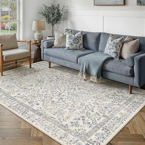 5x7 Pink Floral Area Rug Vintage Farmhouse Style