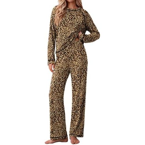 Ekouaer Womens Pajamas Long Sleeve Pjs Soft Loungewear 2 Piece Lounge Sets