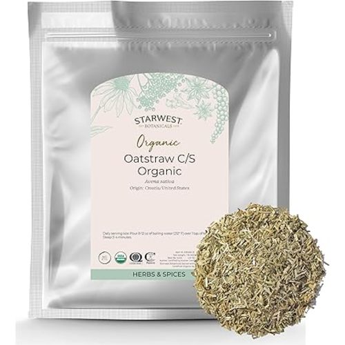 Starwest Botanicals Oatstraw Loose Leaf Organic - Dried Herb for Tea & Cooking, Cut & Sifted, Natural Wellness Support for Women & Men, Certified Kosher, Non-GMO - Bulk 1 lb Bag