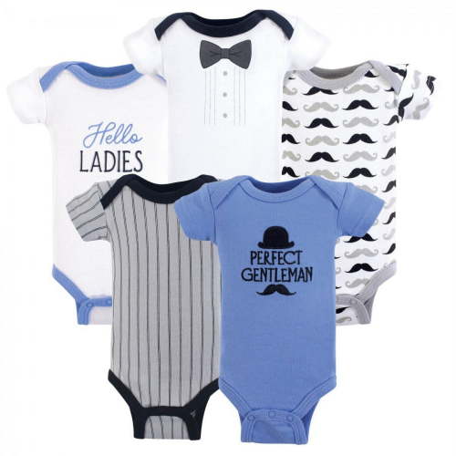Hudson Baby Unisex Short Sleeve Body Suits, 5-pack, Sizes Preemie-24 Months
