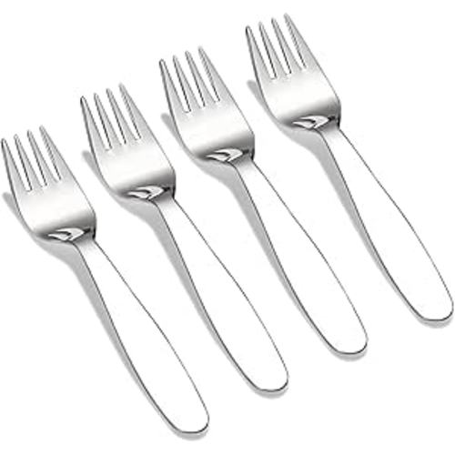 Premium 18/8 Stainless Steel Children's Cutlery - 5.8-inch Kids Dinner Forks, 4 Pieces Silverware Flatware Utensil Set for Home & School