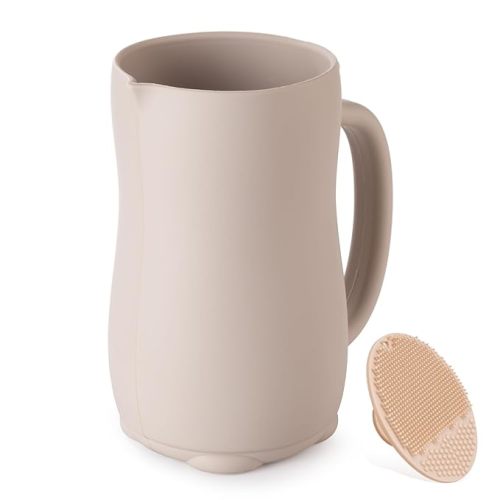 Baby Bath Rinse Cup, Bath Cup for rinsing Hair,The Silicone Material is Soft and Safe, a Good Choice for Baby Bath Products(Cat Beige)