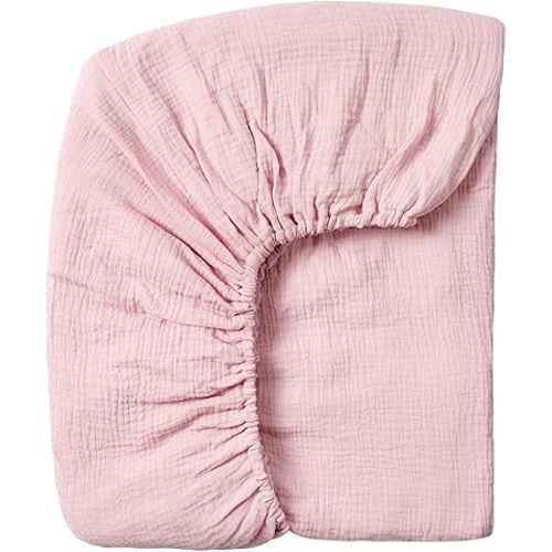Meracorallo Muslin Fitted Crib Sheet, 100% Cotton, 28"x52", Pink