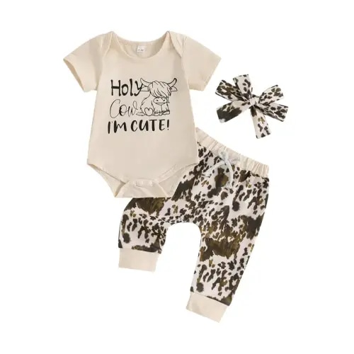 Western Baby Boy Girl Summer Clothes Holy Cow I'm Cute Rompe - TikTok Shop