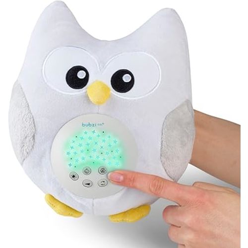 Bubzi Co Sound Machine, Portable Owl Soother & Night Light Projector, Comforting Electronic Infant Toddler Sleep Aid & Shush with White Noise