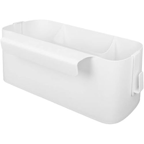 Bedside Caddy Hanging Basket Organizer with Hooks Dorm Bunk Beds Shelf Night Table Storage Holder for Remote Controls Magazines Phone Glasses Bottle (White)