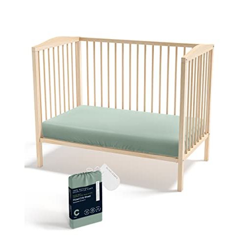 Olive + Crate Crib Sheets Luxury Eucalyptus Tencel, Naturally Organic Pure Ultra Soft and Breathable, Boys and Girls, Baby and Toddler, Deep Pockets, Spring Sage (52 x 28)