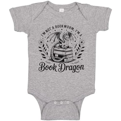 I'm Not a Bookworm I am a Book Dragon Little Fantasy Book Readers Baby Bodysuit One Piece or Toddler T-Shirt