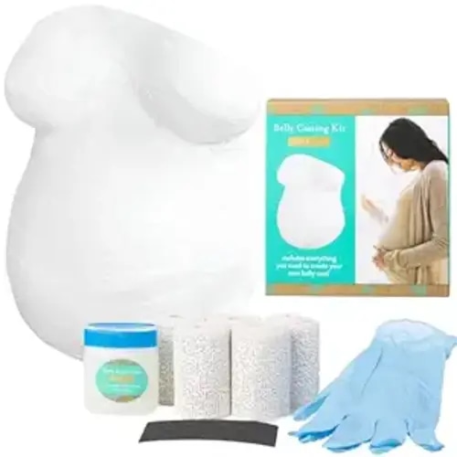 Kate & Milo Belly Casting Kit – DIY Pregnancy Keepsake Maternity Belly Cast Kit with 5 Non-Toxic Plaster Rolls, Gloves & Lubricant – Personalized Baby Shower Gift for Expecting Moms & Nursery Decor