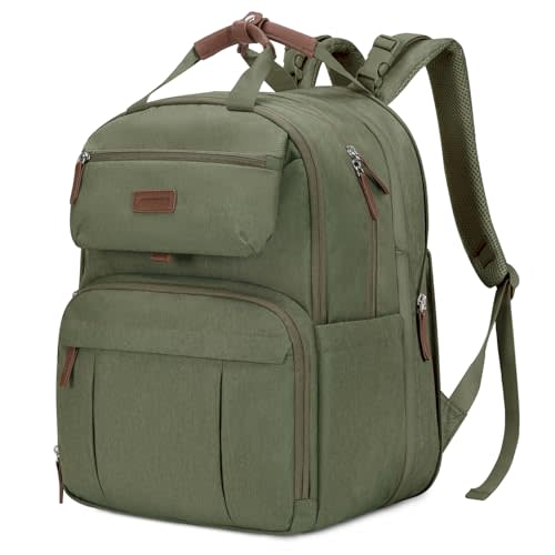 mommore Diaper Bag Backpack, Large Diaper Bag Expandable for 2 Kids/Twins, Durable Baby Bag with Changing Pad, Water Resistant Travel Diaper Backpack for Mom Dad