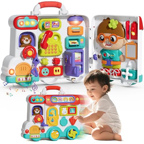 Vanvimen Busy Board Montessori Toys Gift for 1 2 Year Old Boys, Early Educational Montessori Toys for Toddler 1-3, Birthday Gifts Toy for 1 2 Year Old Boy, Ideas 1 Year Old Boys Birthday Gift Toy