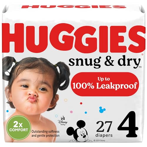 HUGGIES Snug & Dry Baby Diapers, Size 4, 27 Count