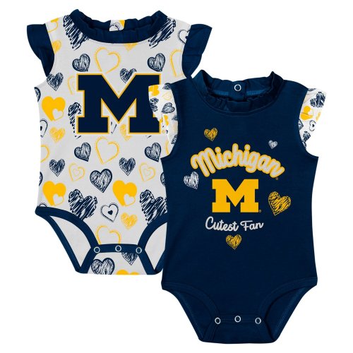 Girls Newborn Michigan Wolverines Happy Hearts 2-Pack Bodysuit Set