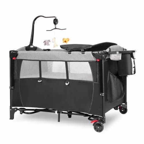 CIESMSI Baby Bedside Bassinet w/Changing Table,5-in-1 Portable Playard Nursery Center Newborn to Toddler Pack n Play Cribs