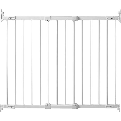 KidCo 28-42.5" Angle Mount Safeway Angeled Baby Gate for Stairs with Banister or Uneven Walls | No-Trip Top of Stairs Baby Gate No Bottom Bar | Quick-Release Mounted Hardware (White)