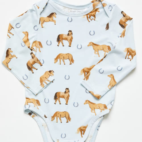 Angel Dear Infant Boys' Horse Print Long Sleeve Onesie
