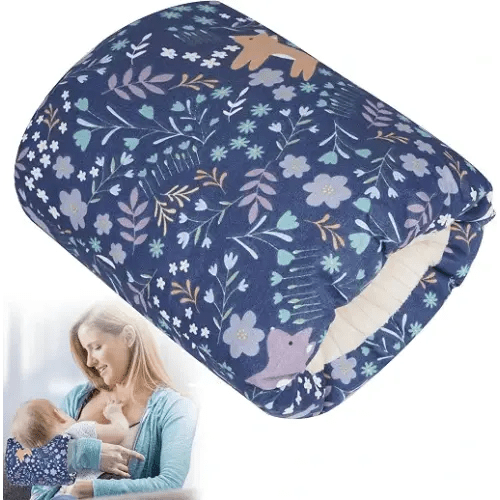 TEUOPIOE Baby Feeding Arm Pillow for Breastfeeding,Blue Forest | 100% cotton fabric cushions the caregiver's arm for breastfeeding or bottle feeding. Washable and compact at 23 x 21 cm.