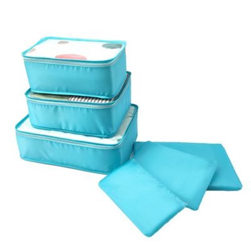 Unique Bargains Zipper Design Packing Cube Set Sky Blue 6 Pcs