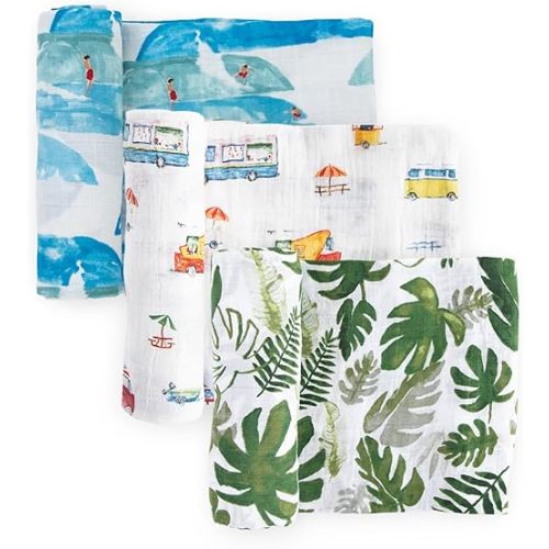 Little Unicorn Premium Muslin Swaddle Blanket 3 Pack | for swaddling, Play, Nursing & More | Giftable Set of 3 (Summer Vibe)