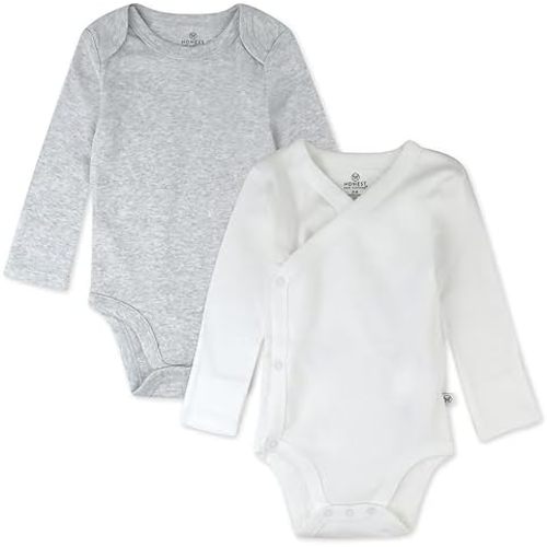 HonestBaby Multipack Long Sleeve Bodysuits One-piece 100% Organic Cotton for Infant Baby Boys, Girls, Unisex