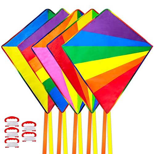Kite for Kids Adults Easy to Fly, Rainbow Kites for Toddlers Age 3-5 Beginners, Kites for Kids Ages 4-8 8-12 Easy to Fly in Low Wind- Kite for Family Beach Outdoor Games and Activities