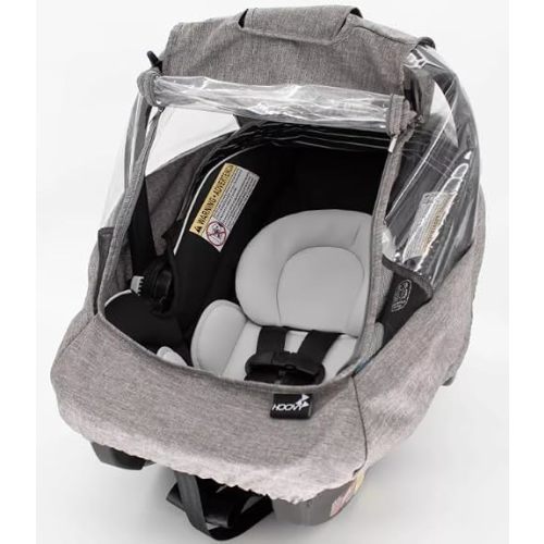 Hoovy Universal Car Seat Rain Cover with Bug Net, Clear Window, Breathable Vents, Waterproof Zipper, for Infant Car Seats