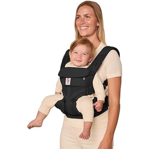 Ergobaby Omni Classic Baby Carrier Newborn to Toddler - Breathable Baby Carriers for Summer - All-Position Carrier with Lumbar Support (7-45 Pounds), Mesh, Onyx Black