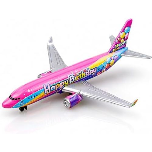 Airplane Model, Aircraft Model Plane, Pink Birthday Theme Passenger Jet with Balloon Graphics, Metal Airplane Collectible, Miniature Aviation Model for Desk Display and Aircraft Collection