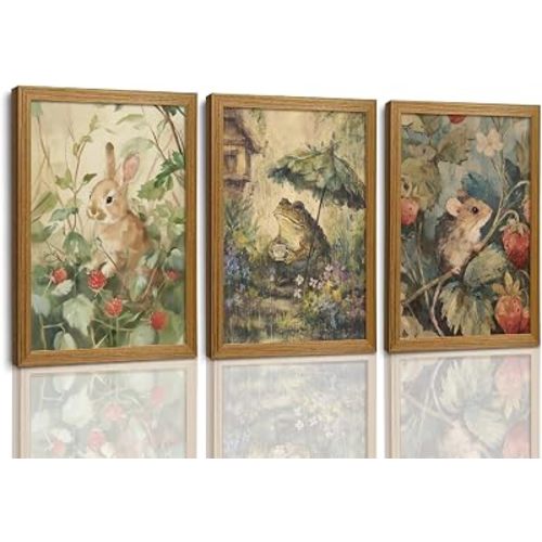 KISSFOX Whimsical Cottage Nursery Wall Art Woodland Pictures Wall Decor