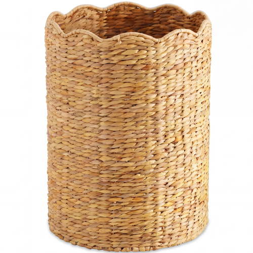 Best Choice Products Scalloped Large Round Laundry Hamper, Handwoven Laundry Basket & Organizer - Natural