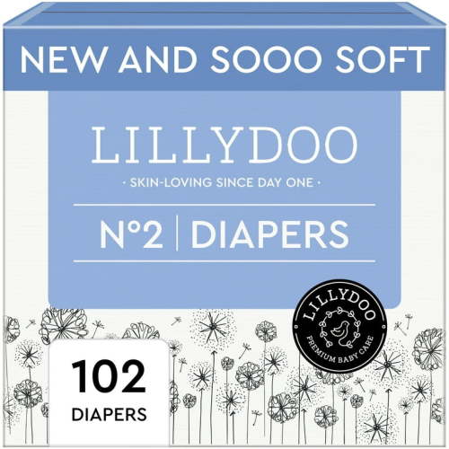 LILLYDOO Baby Diapers Skinfriendly Size 2 (9-18 lbs), 102 Count (Select for More Options)
